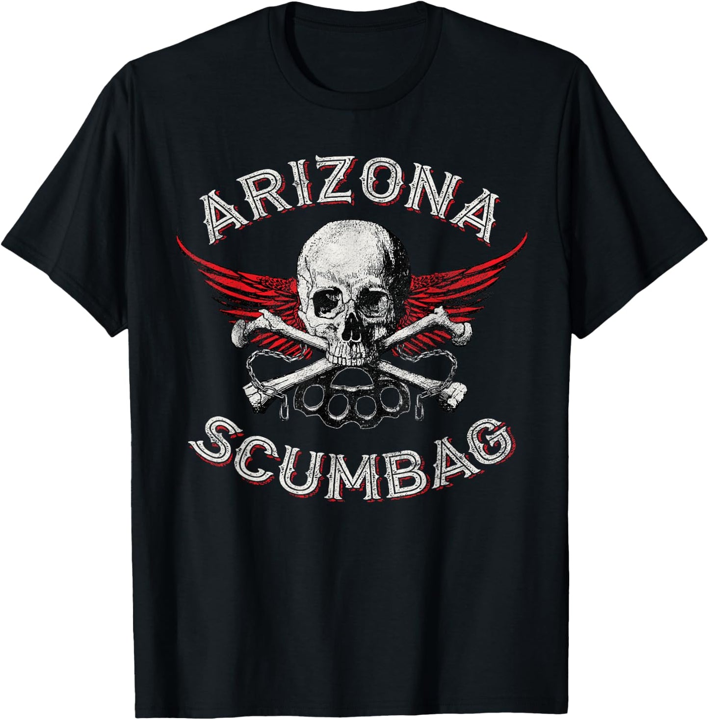 Funny Arizona Scumbag Vintage Distressed Skull Biker Style T-Shirt - T-Shirt | Black
