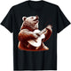 Bear Playing Guitar Funny Rock Music Guitar T-Shirt - T-Shirt | Black