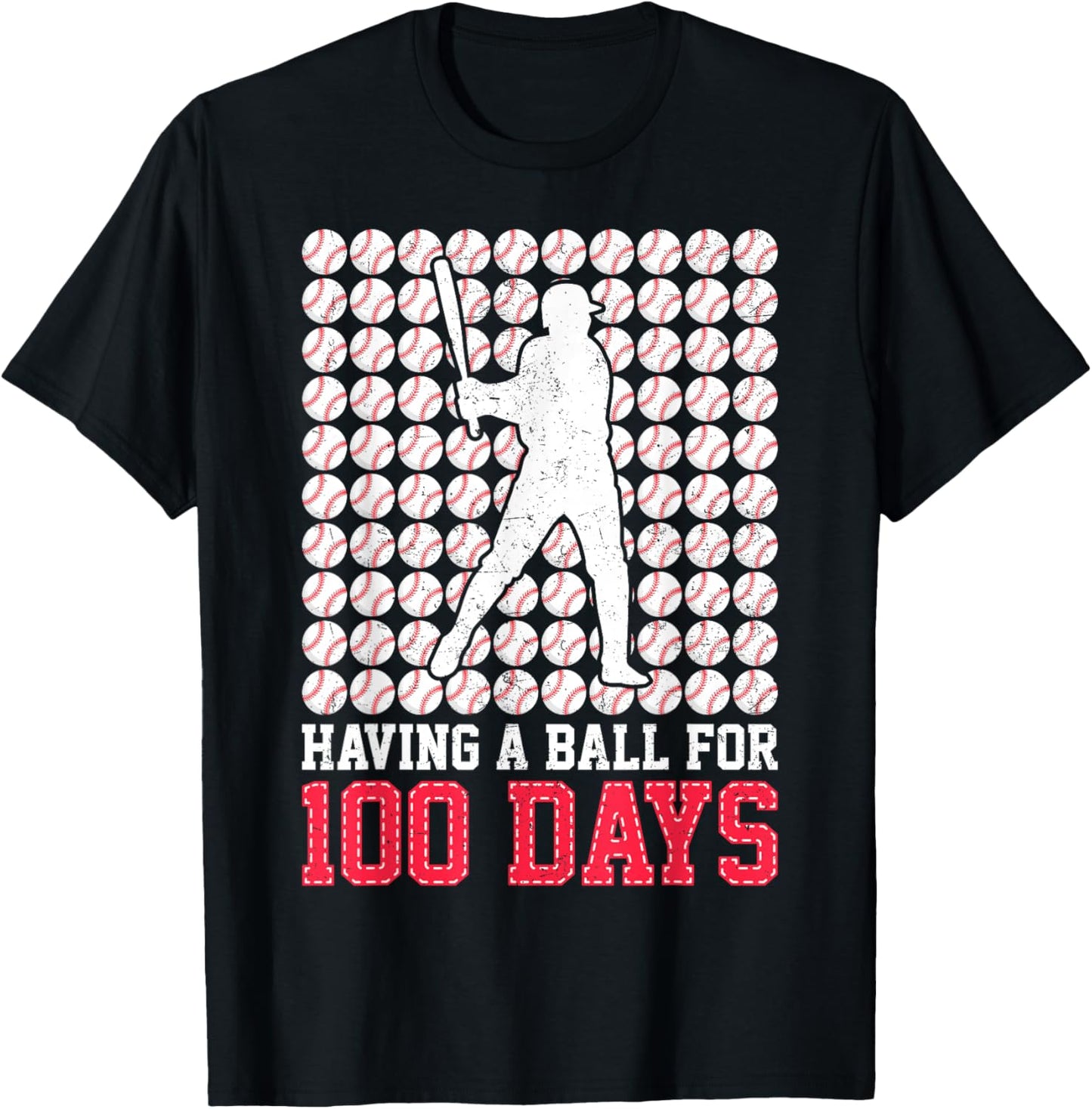 100 Days Of School Baseball 100th Day Balls For Boys Players T-Shirt - T-Shirt | Black