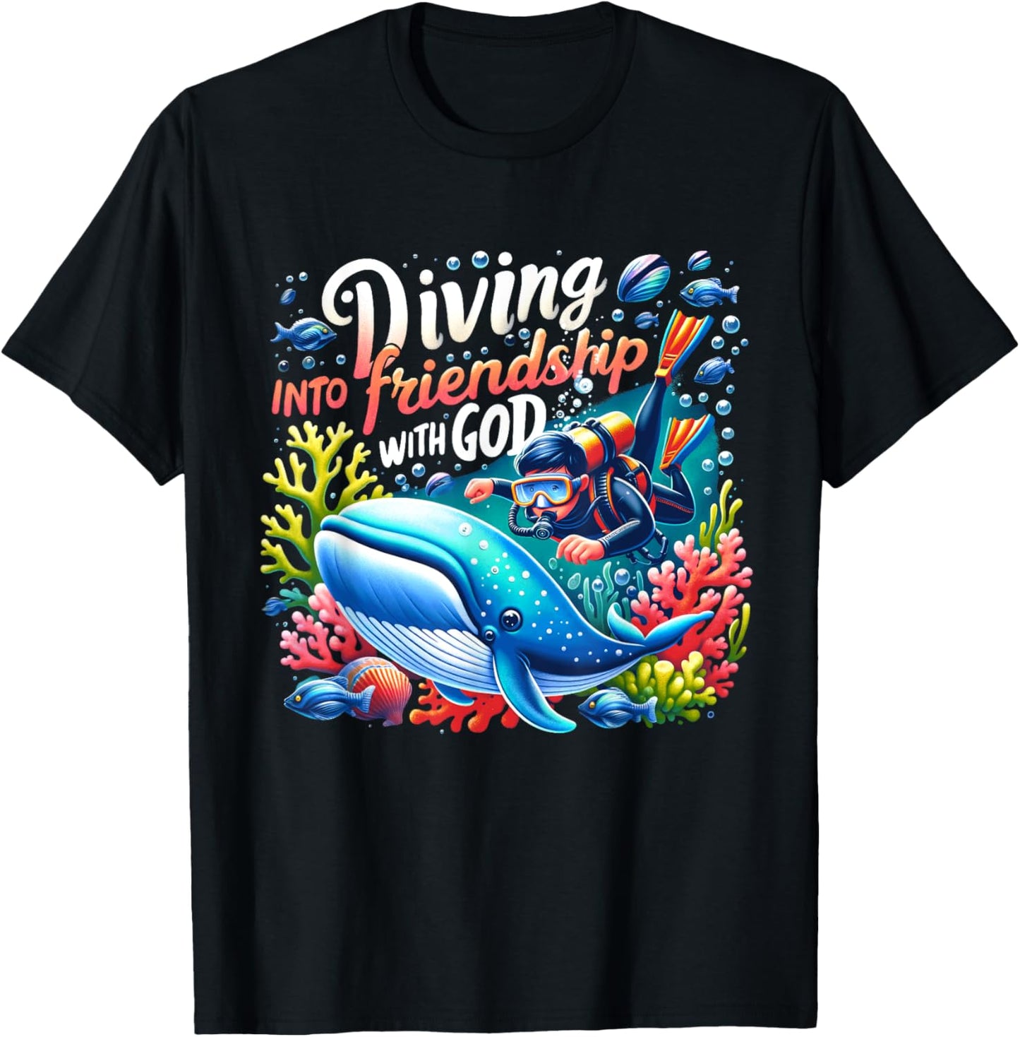 Vacation Bible School Diving Into Friendship God VBS 2024 T-Shirt - T-Shirt | Black