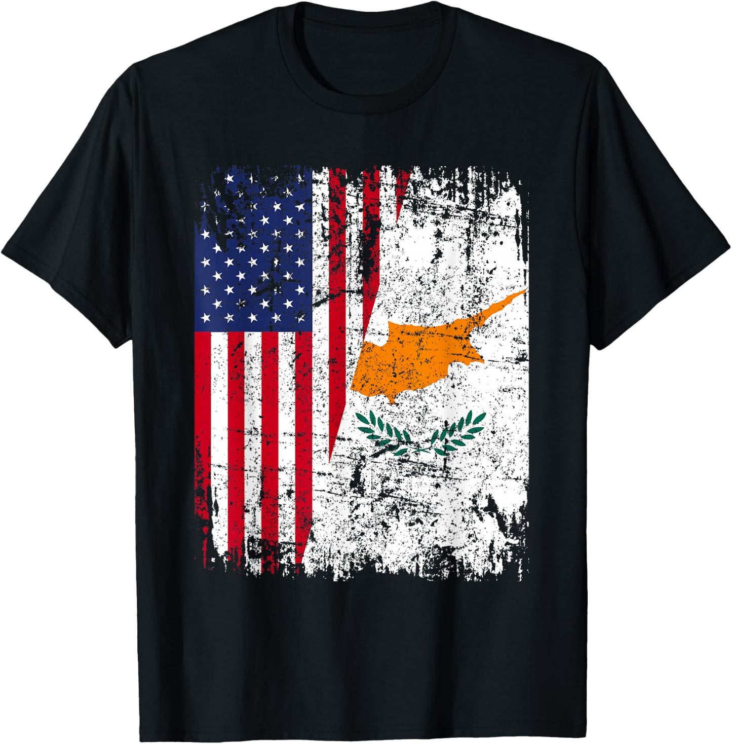 CYPRIOT ROOTS | Half American Flag | USA CYPRUS FLAG T-Shirt - T-Shirt | Black