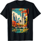Manhattan New York Travel Poster Modern With A Vintage Style T-Shirt - T-Shirt | Black