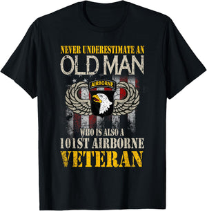 Never Underestimate an Old Man 101st Airborne Veteran Gift Small T-Shirt - T-Shirt | Black