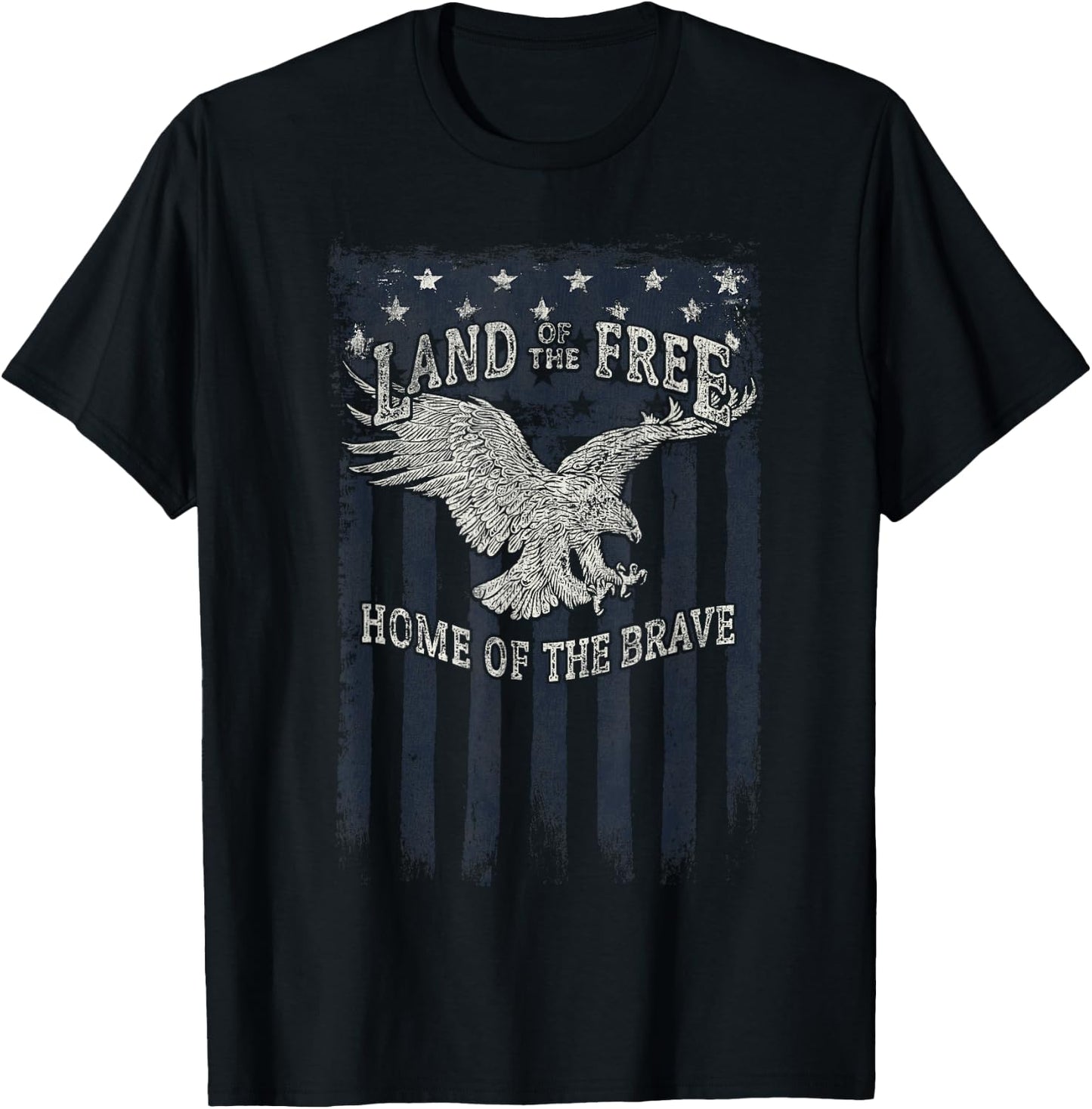 Land Of The Free Home Of The Brave Eagle Vertical Flag T-Shirt - T-Shirt | Black