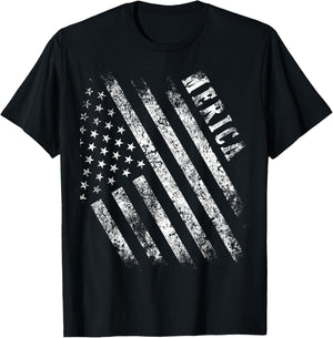 Merica Patriot American Flag USA 4th Of July Gifts Shirt T-Shirt - T-Shirt | Black