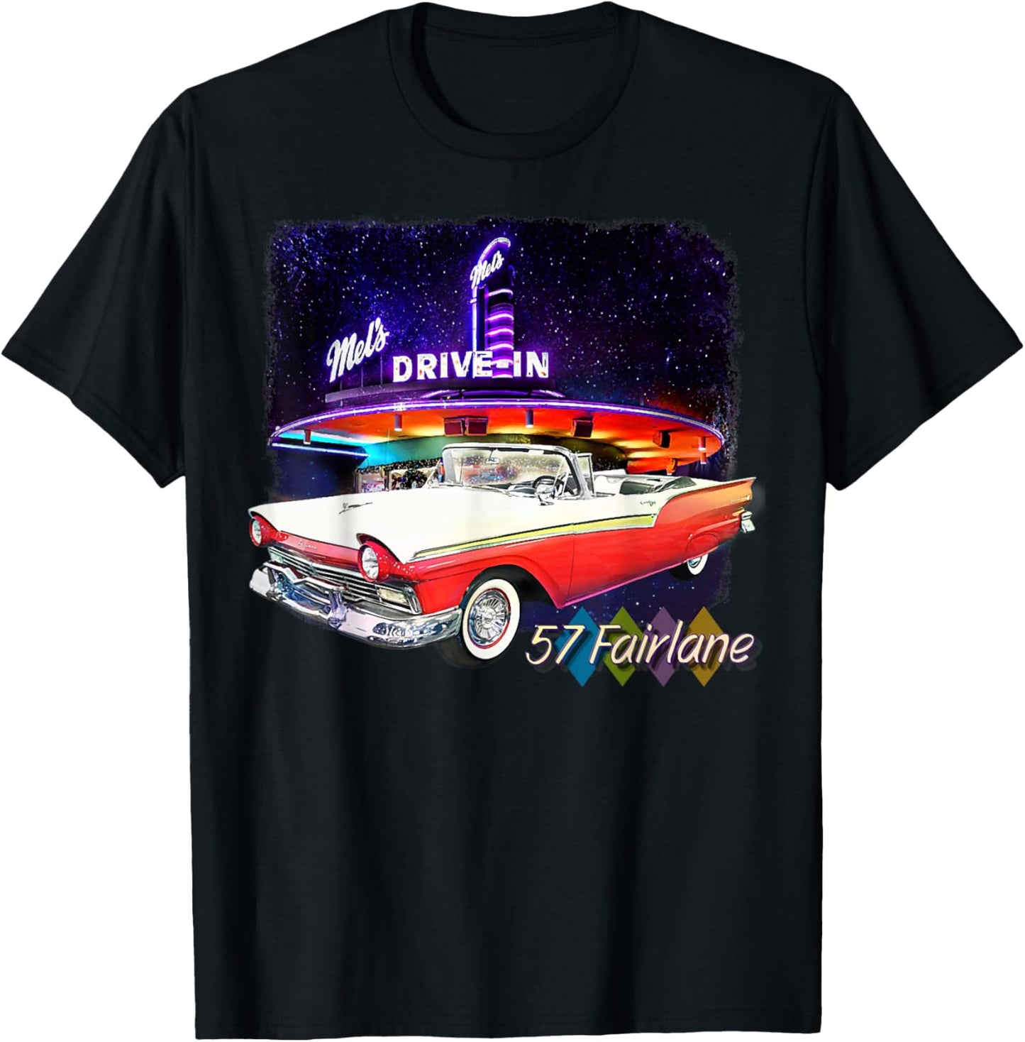 1957 57 Fairlane, Classic Car Art T-Shirt - T-Shirt | Black