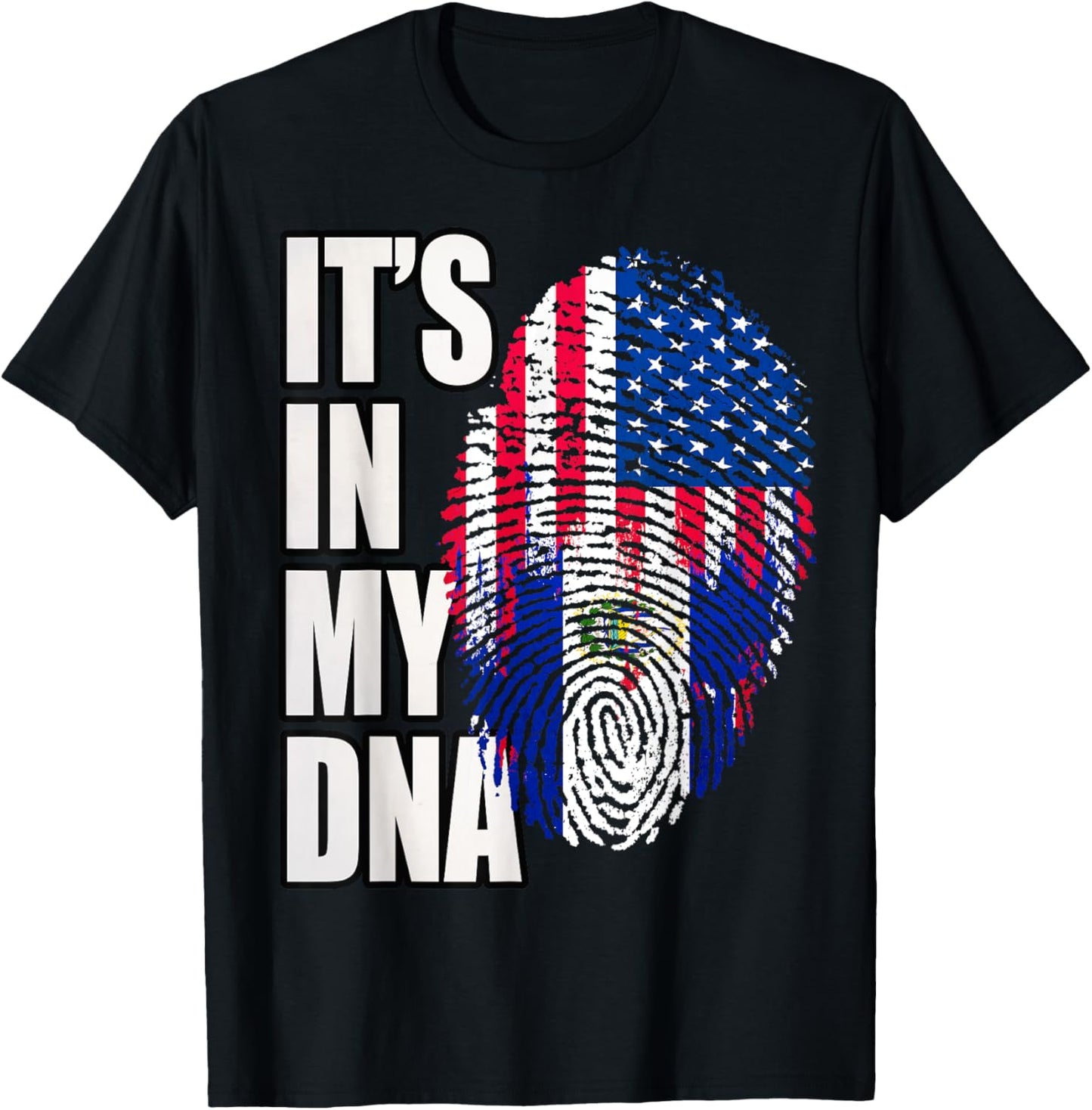 American and Salvadoran Heritage Mix DNA Flag T-Shirt - T-Shirt | Black