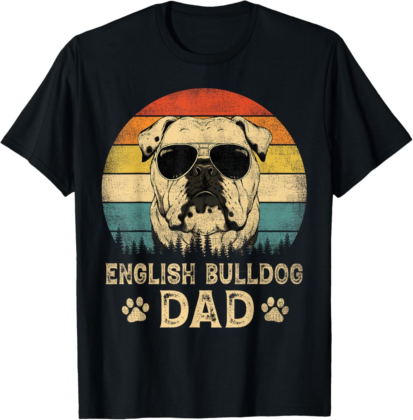 Vintage English Bulldog Dad Dog Lovers Father's Day Women T-Shirt - T-Shirt | Black