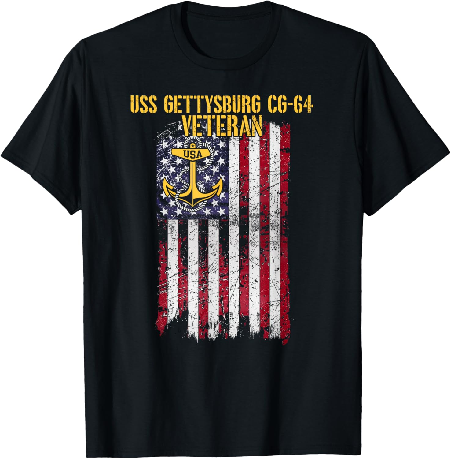 USS Gettysburg CG-64 Cruiser Veteran T-Shirt - T-Shirt | Black