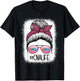 CNA Nurse Life Bleached Shirts Leopard Messy Bun Women T-Shirt - T-Shirt | Black