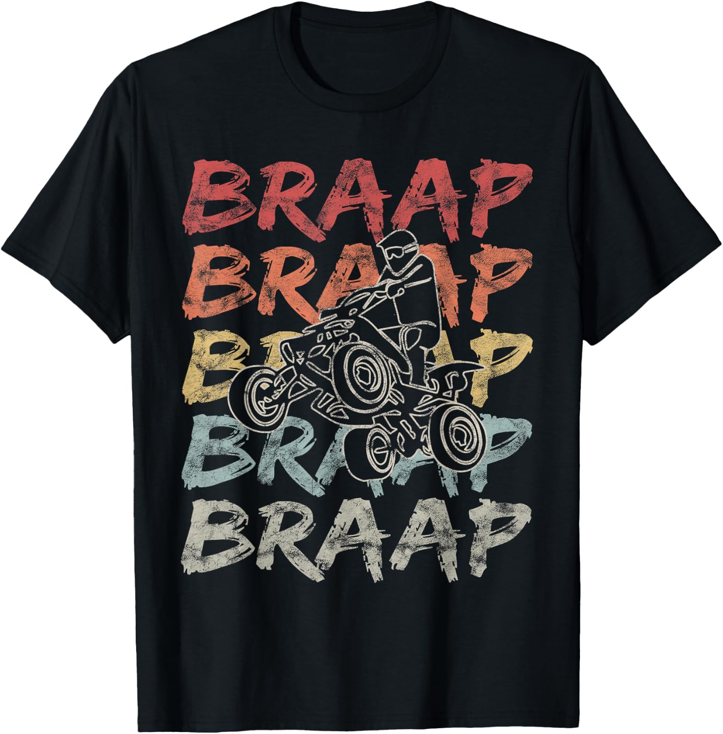 Vintage Braap Quad Biker Gift I ATV Four Wheeler Quad Bike T-Shirt - T-Shirt | Black