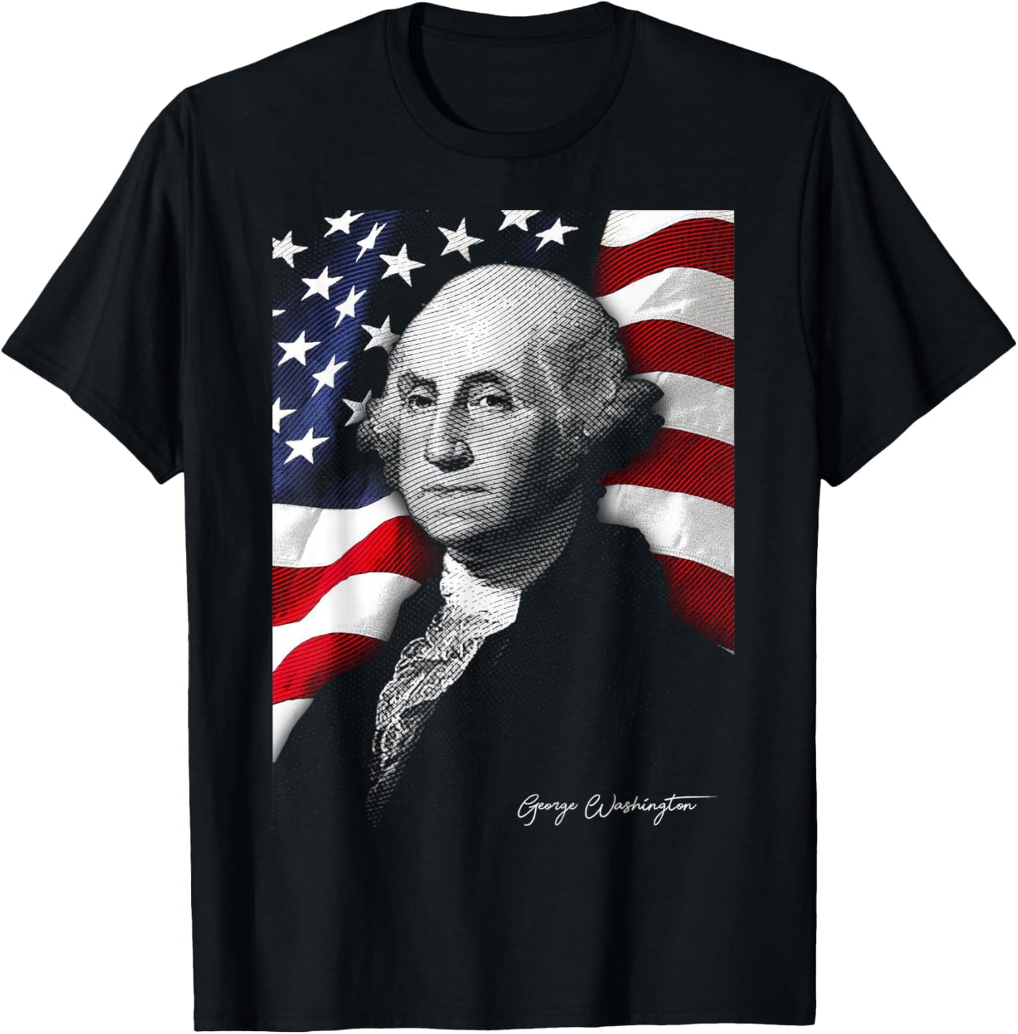 4th of July American Flag George Washington Eyes Flag Country T-Shirt - T-Shirt | Black