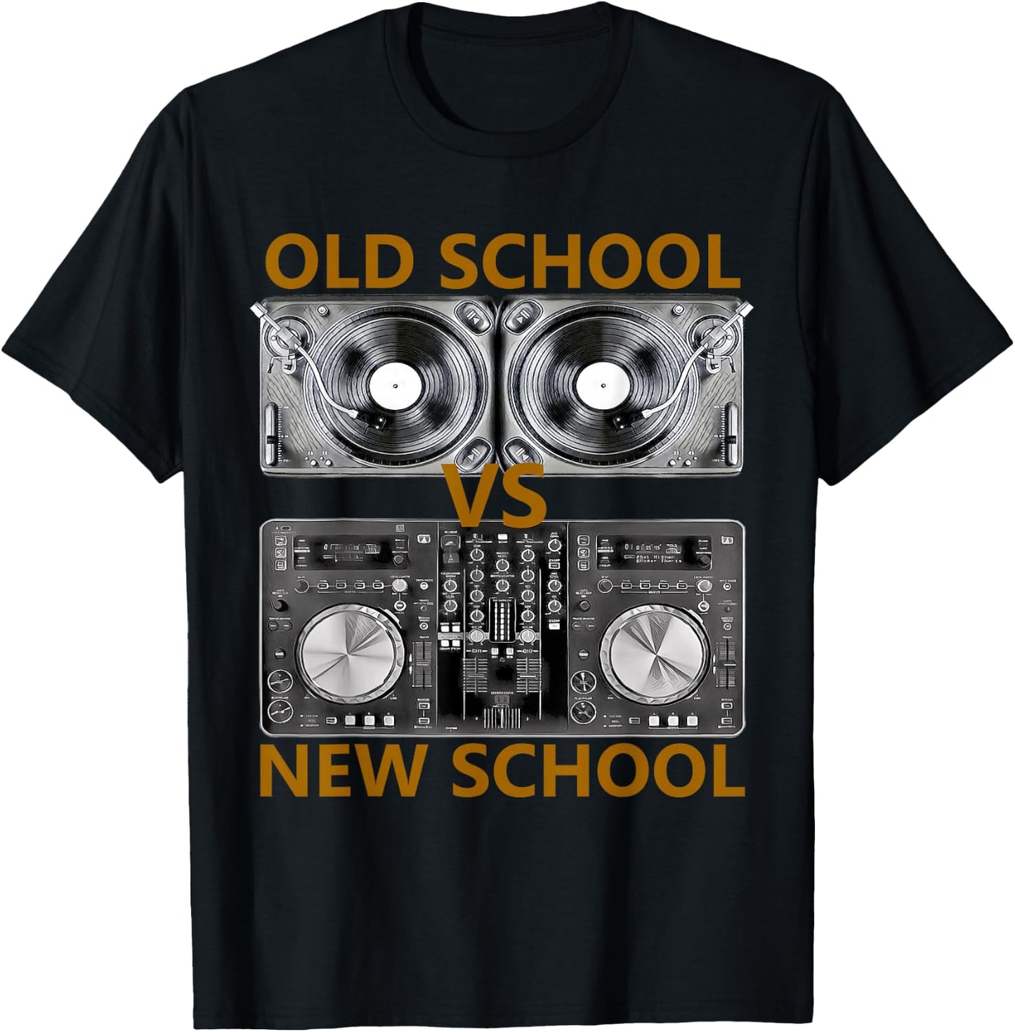 Old School DJ VS New School DJ , House/Dance Music T-Shirt - T-Shirt | Black