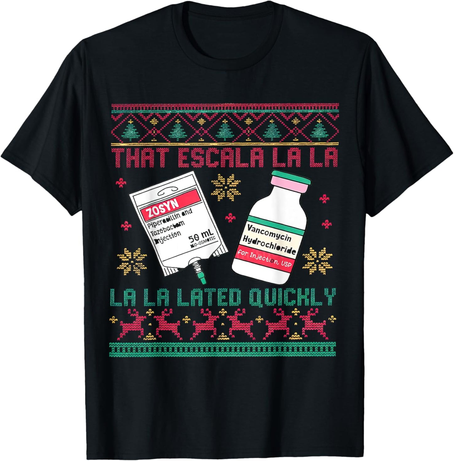 Antibiotic Christmas ICU Nurse Emergency Department Costume T-Shirt - T-Shirt | Black