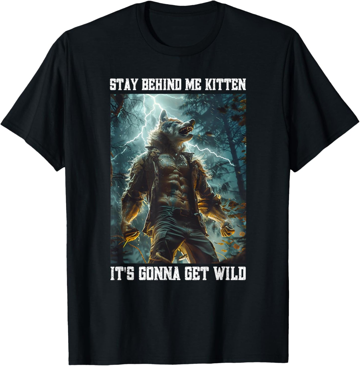 Cringy Werewolf Kitten Wolf Meme Cringe Alpha T-Shirt - T-Shirt | Black