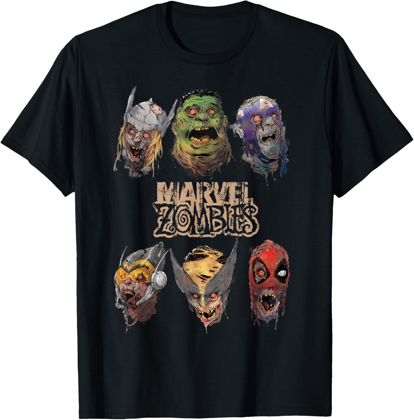 Marvel Zombies Group Shot Zombie Heads T-Shirt - T-Shirt | Black
