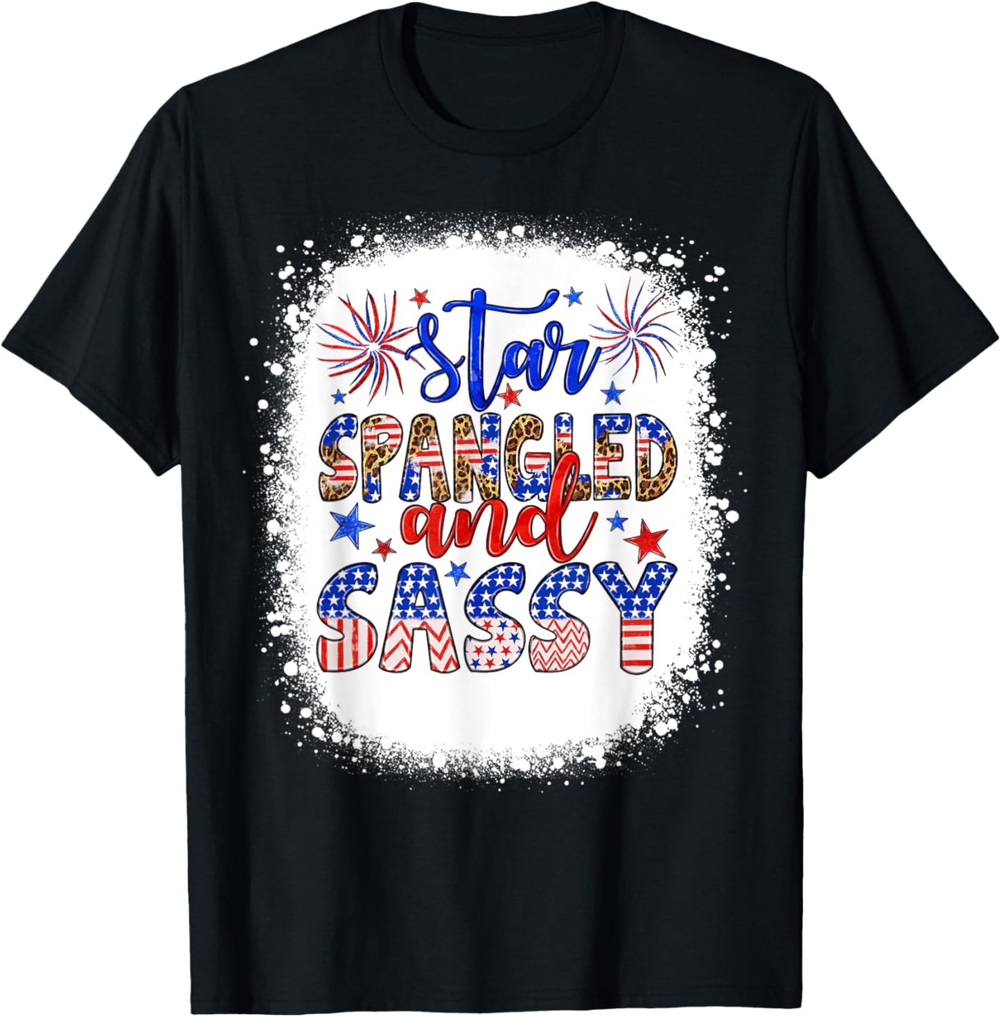 Star Spangled & Sassy Independence Day Groovy 4th Of July Women Kids Men T-Shirt - T-Shirt | Black