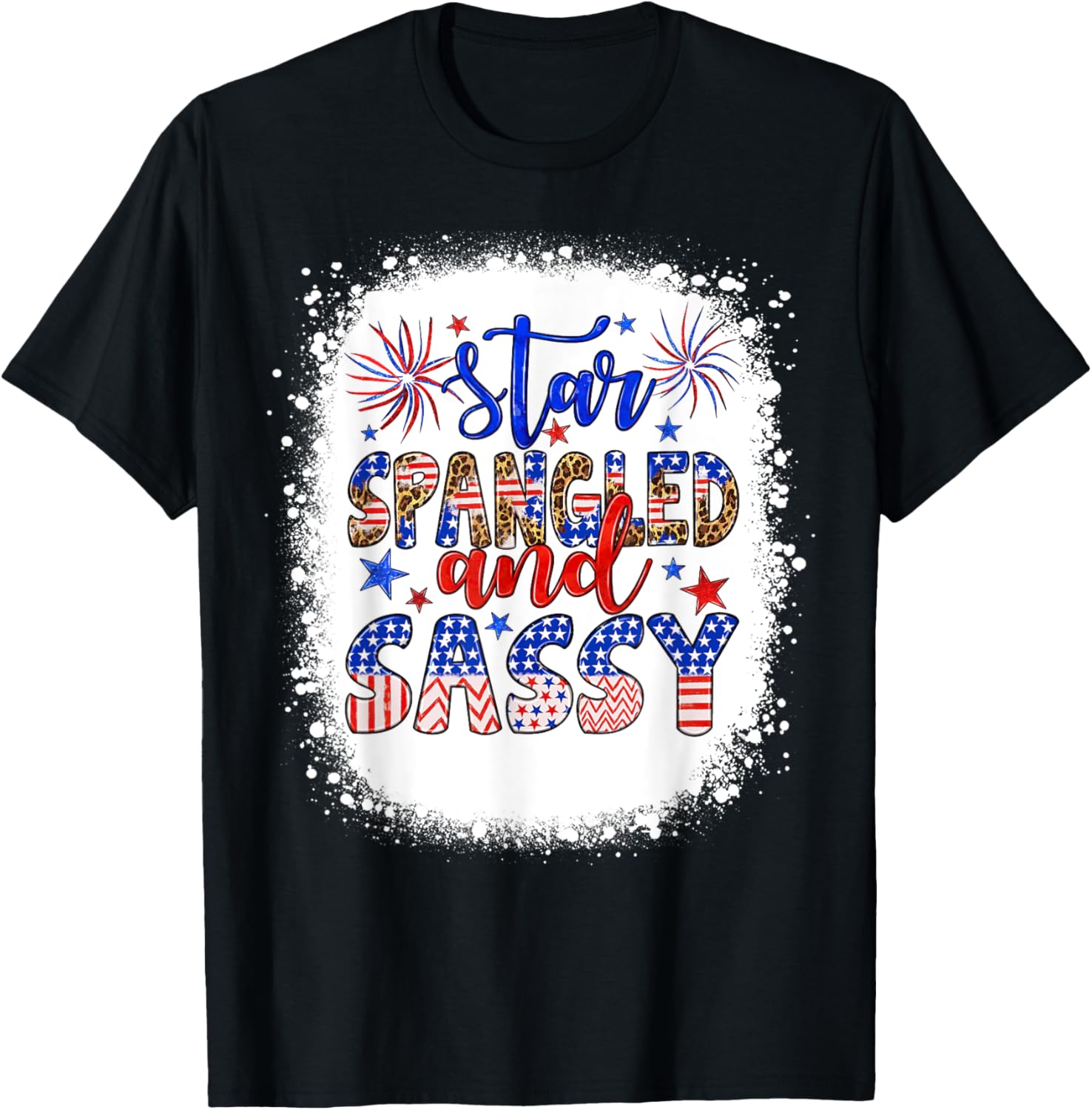 Star Spangled & Sassy Independence Day Groovy 4th Of July Women Kids Men T-Shirt - T-Shirt | Black