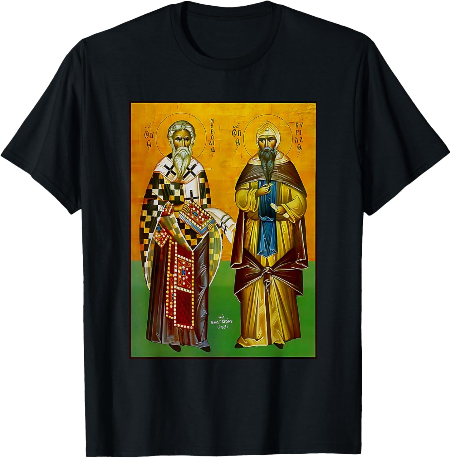 St. Cyril and Methodius Eastern Orthodox Byzantine Art Retro T-Shirt - T-Shirt | Black
