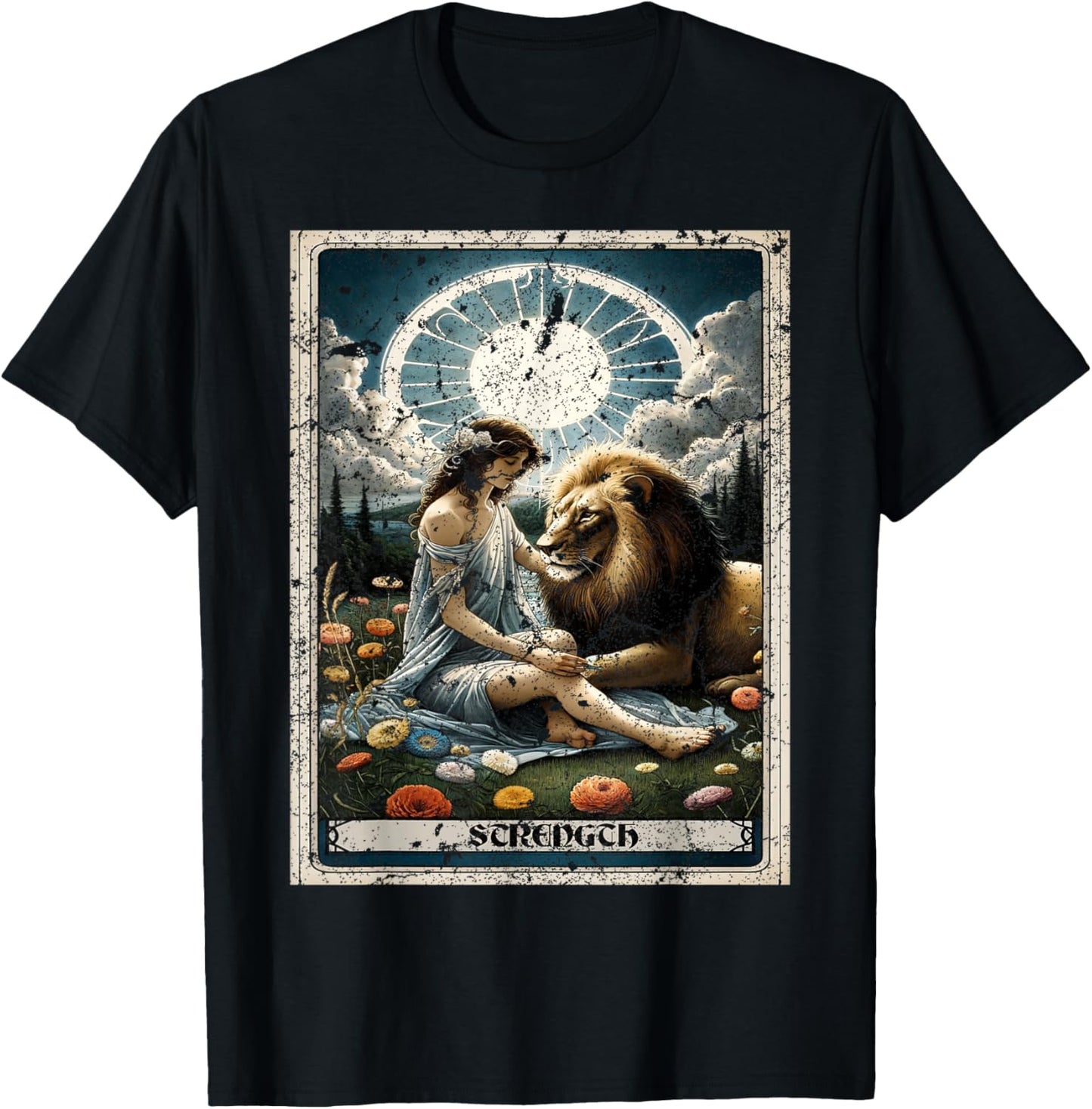 Strength Tarot Card T-Shirt - T-Shirt | Black