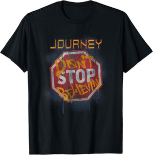 Journey Don't Stop Believin' Graffiti Stop Sign T-Shirt - T-Shirt | Black