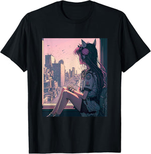 Anime Girl Waifu Tokyo T-Shirt - T-Shirt | Black