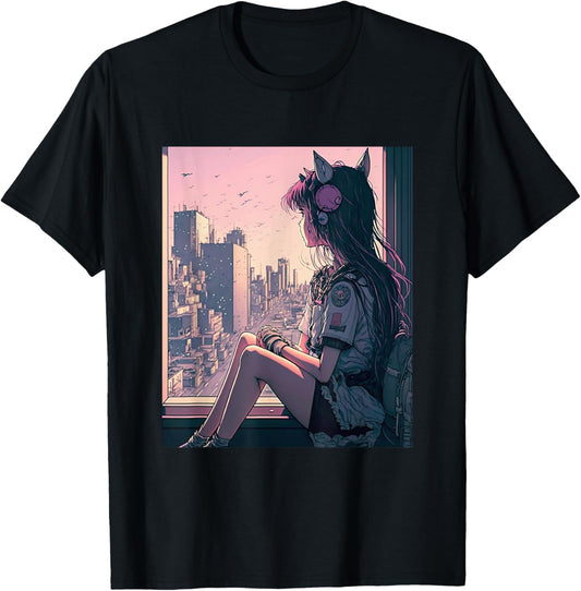 Anime Girl Waifu Tokyo T-Shirt - T-Shirt | Black