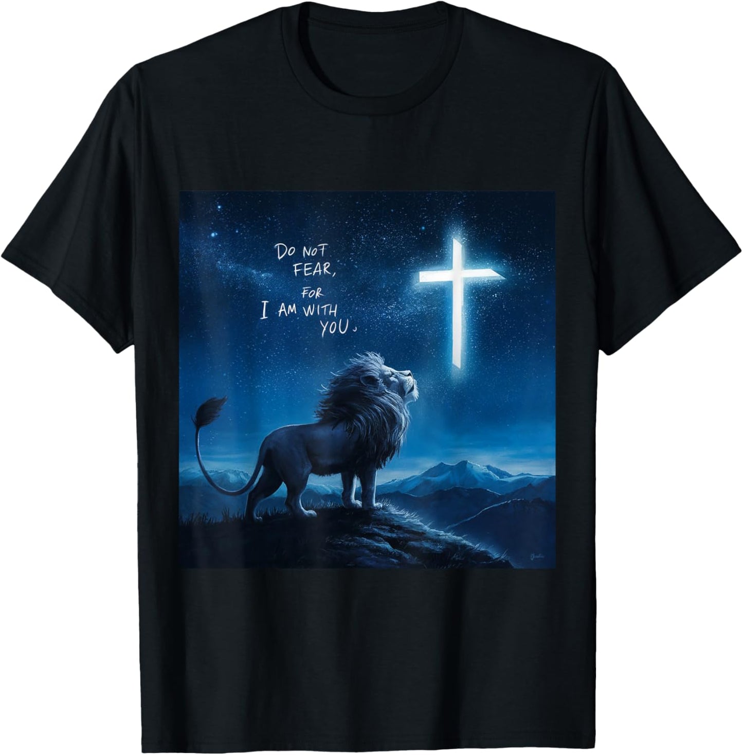 Christian Religious Bible Verse Sayings Lion Fear Scripture T-Shirt - T-Shirt | Black