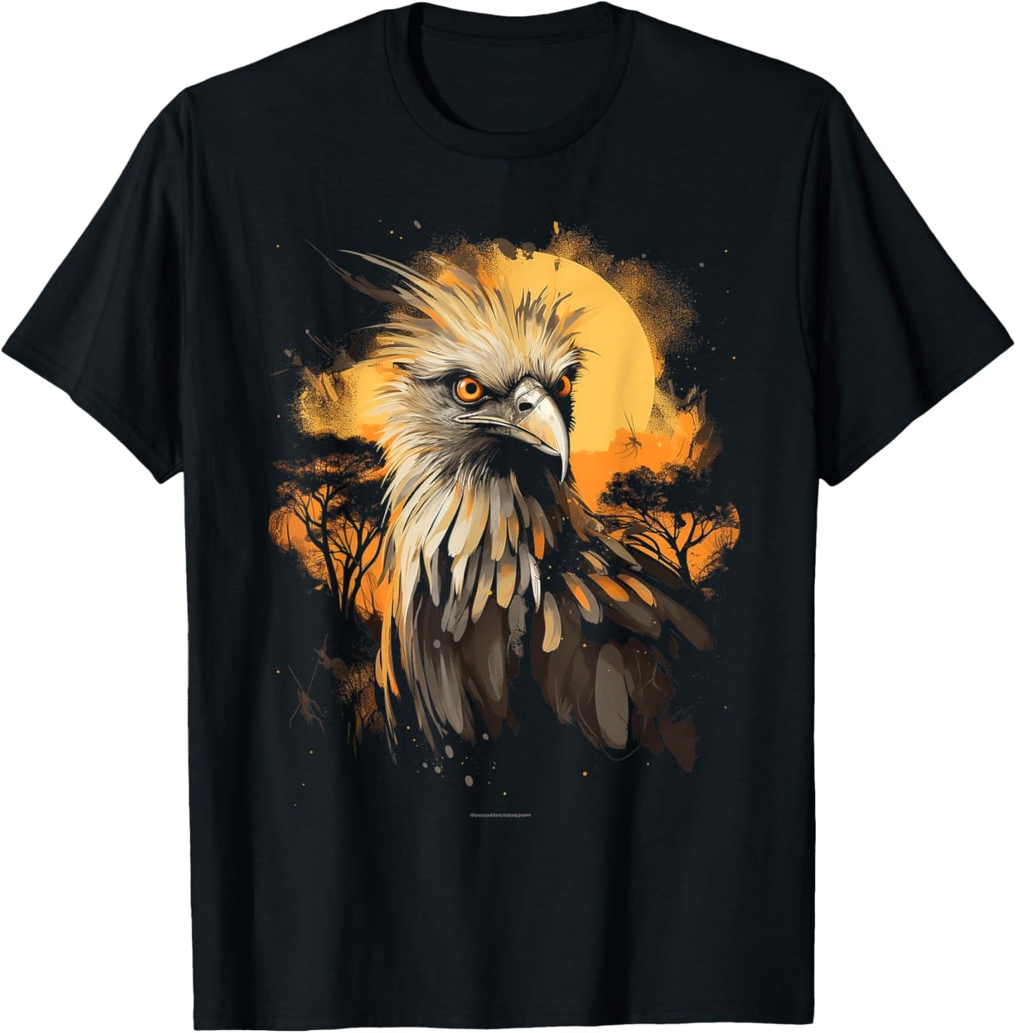 Secretary Bird African Animal Gift Safari T-Shirt - T-Shirt | Black