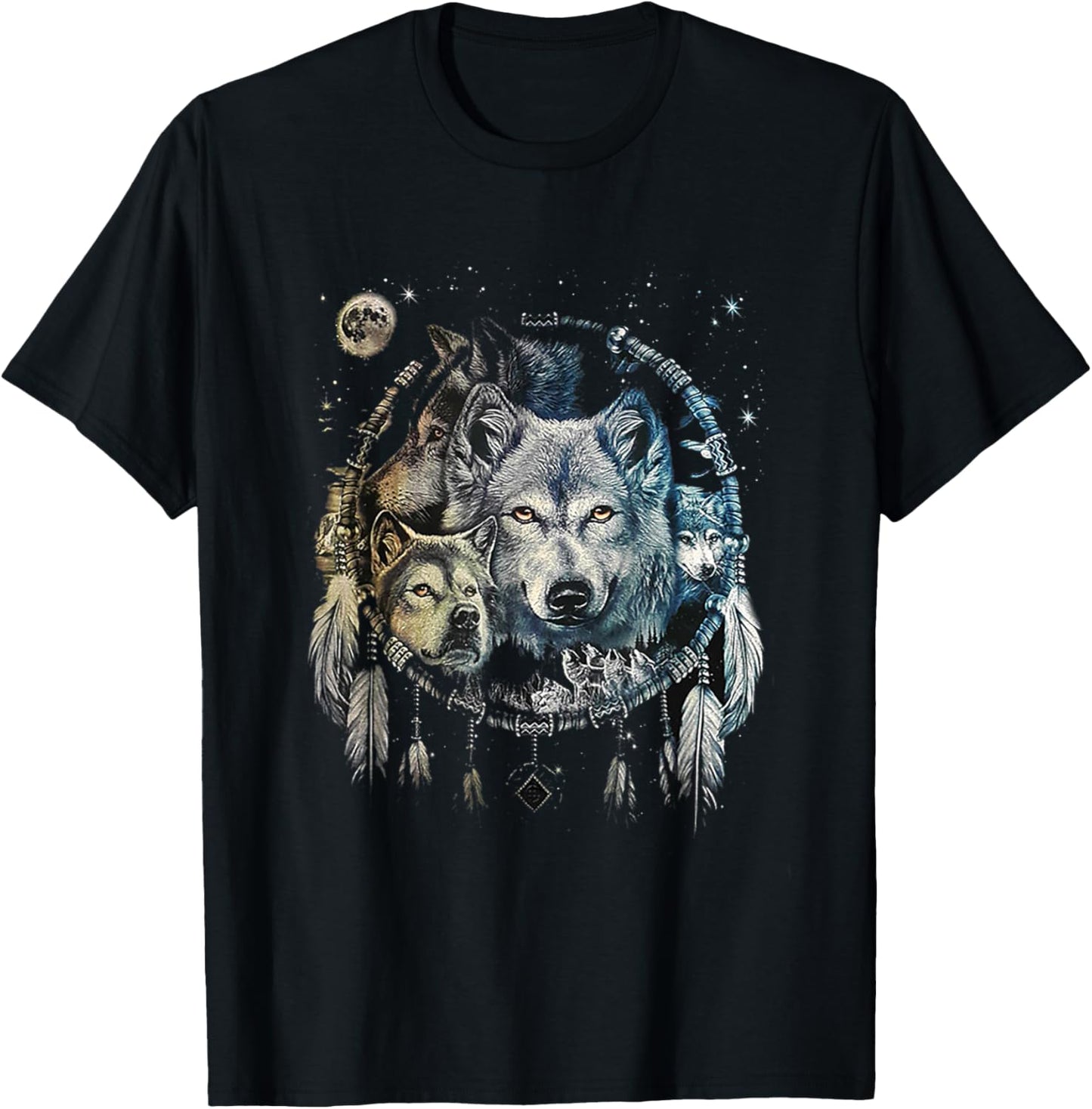 Wolf Dream Catcher T-Shirt - T-Shirt | Black