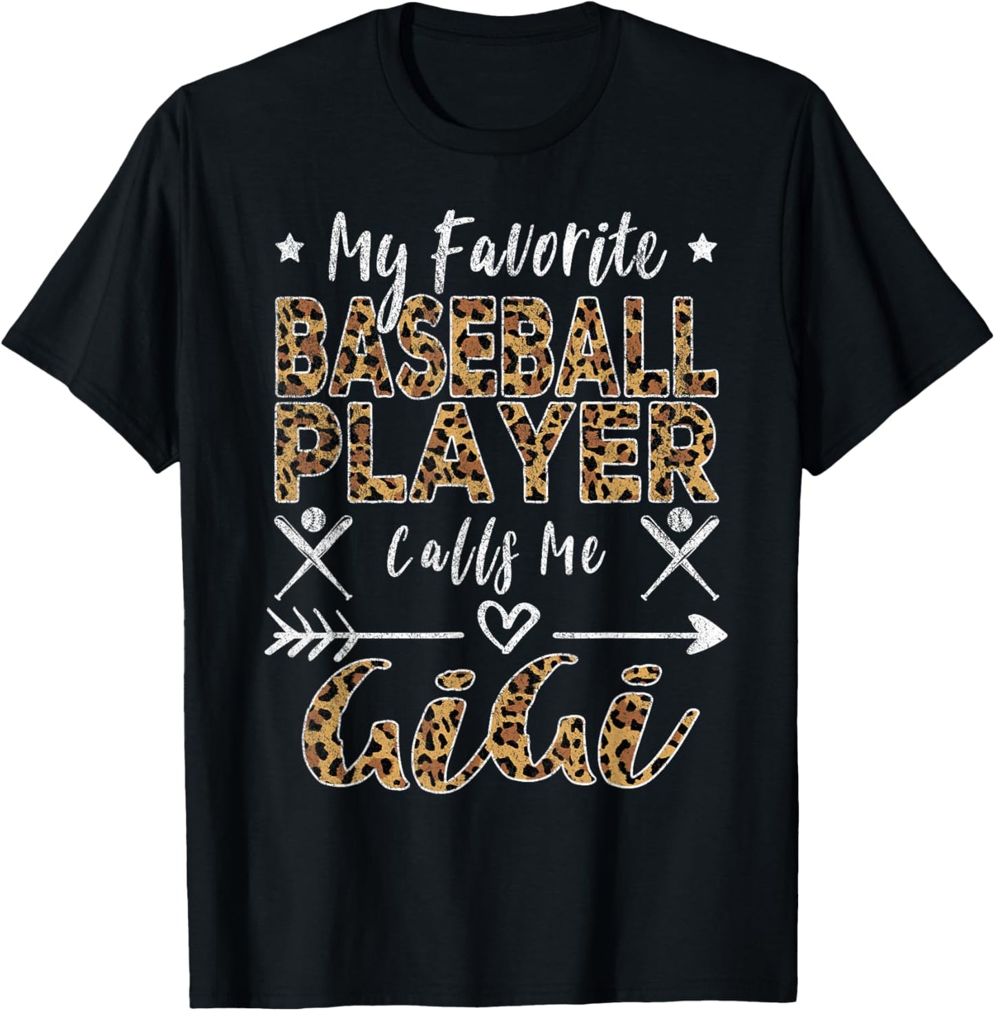 My Favorite Baseball Player Calls Me Gigi Grandma Leopard T-Shirt - T-Shirt | Black