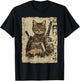 Samurai Cat Loves Ramen Funny Anime Japanese Artwork Samurai T-Shirt - T-Shirt | Black