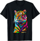 Colorful Tiger, Spirit Animal, Graphic Design, Rainbow Tiger T-Shirt - T-Shirt | Black