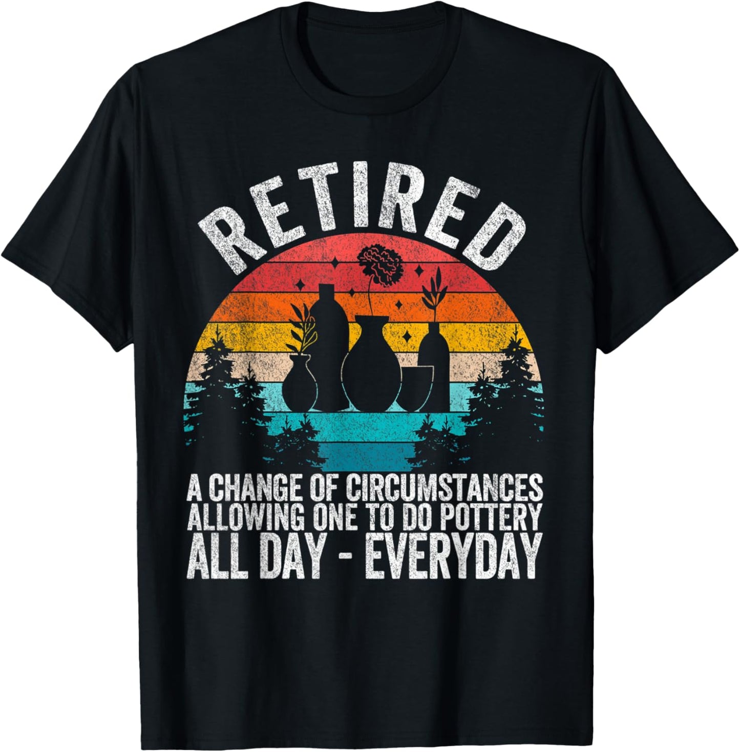 Funny Retired Definition Retirement Plan Pottery Retro T-Shirt - T-Shirt | Black
