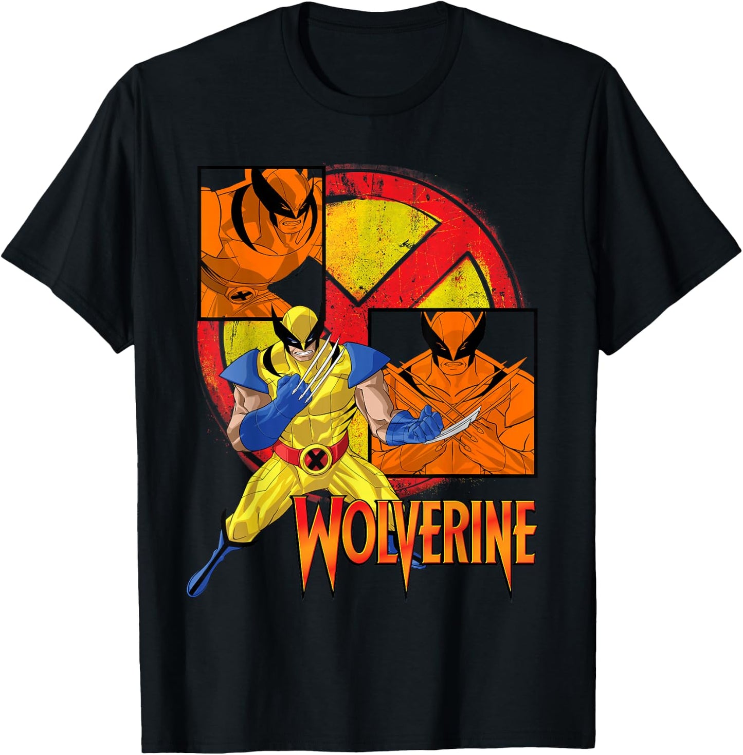 Marvel X-Men Wolverine Collage Panel Logo T-Shirt - T-Shirt | Black