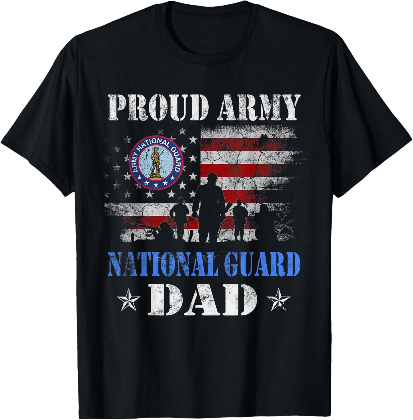 Proud Army National Guard Dad T shirt Veterans Day Gift T-Shirt - T-Shirt | Black