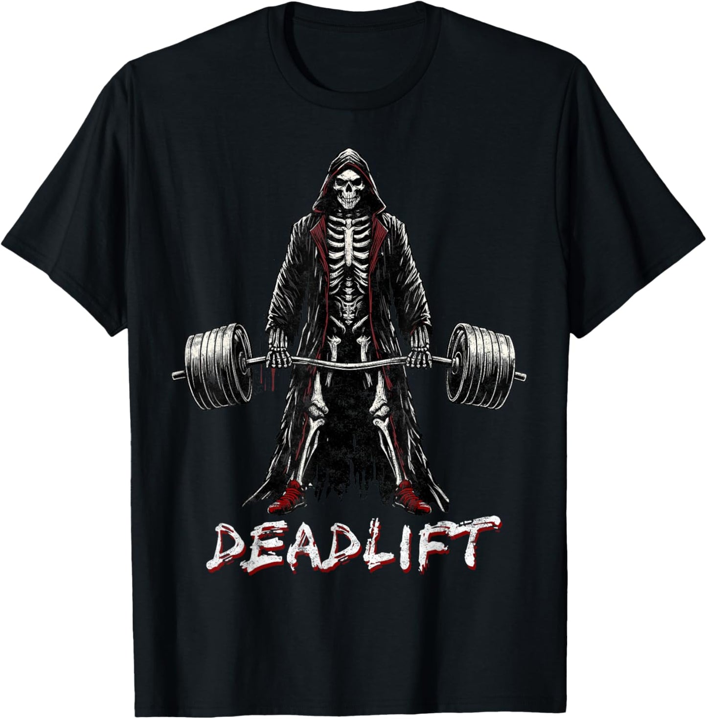 Deadlift Skeleton Halloween Gym Jokes Weightlifting Workout , Small, Black T-Shirt - T-Shirt | Black