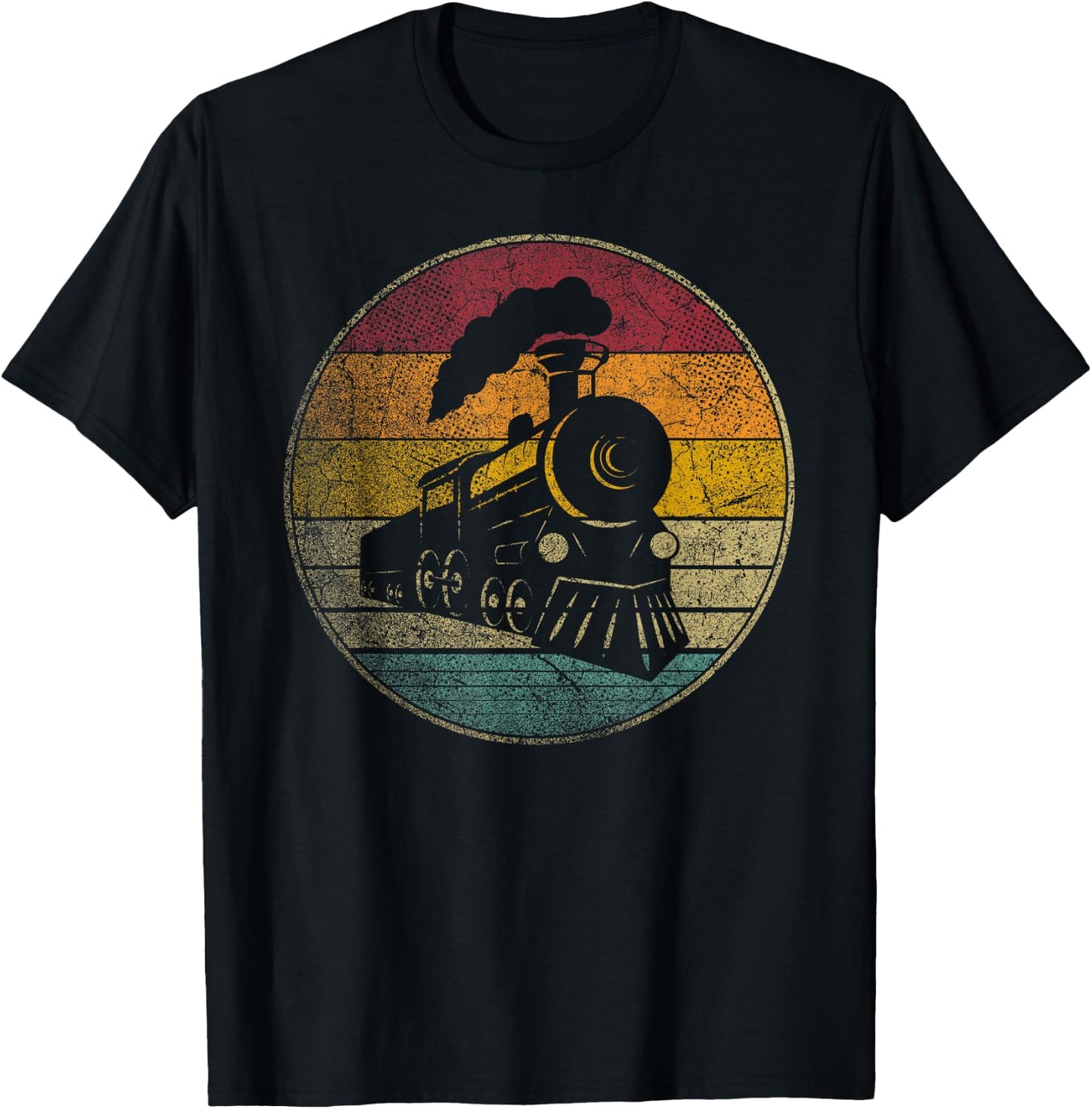 Train Vintage Distressed Retro Engineer Engine Conductor T-Shirt - T-Shirt | Black