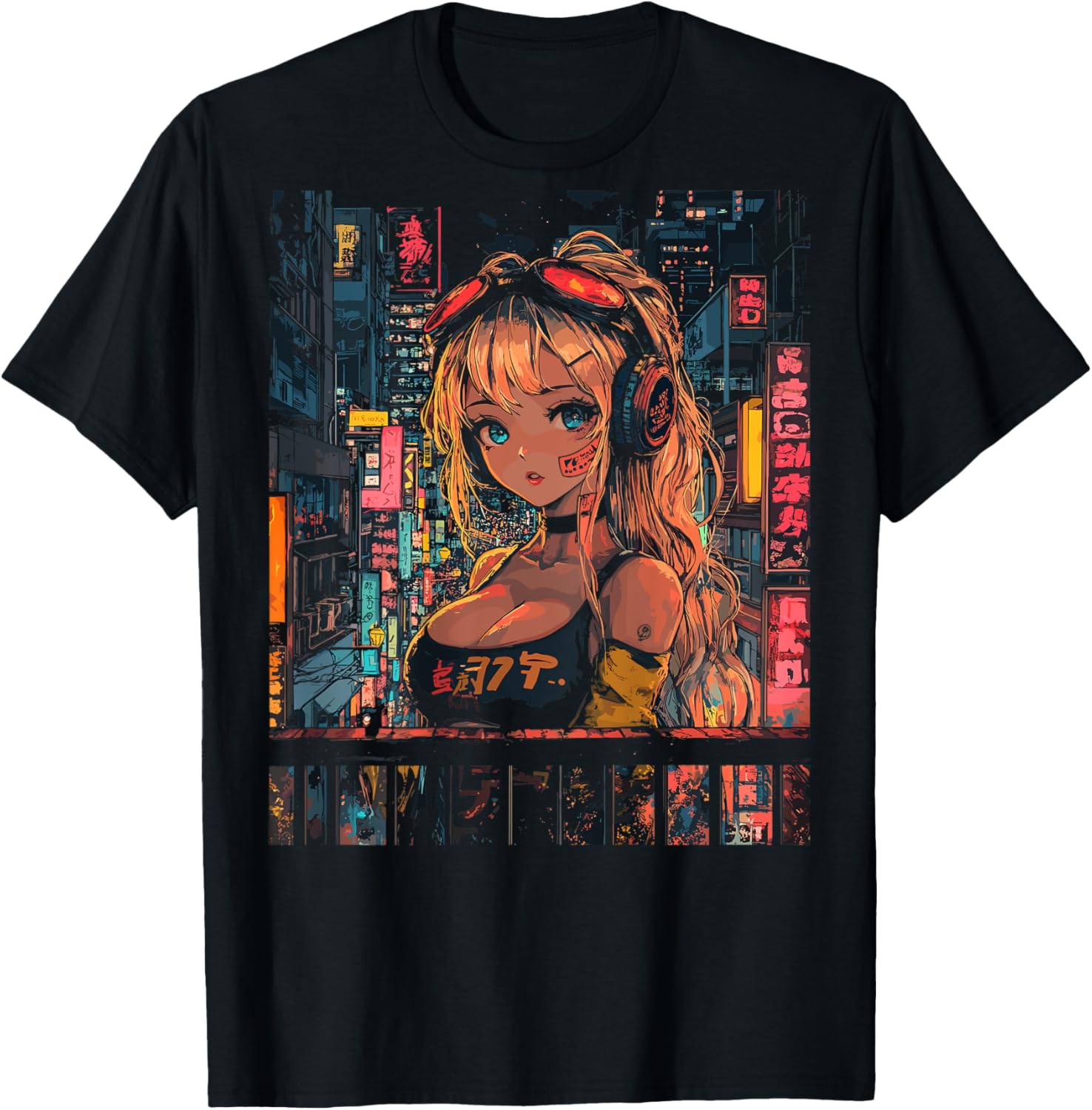 Anime Girl Japan Back Printed Graphic T-Shirt - T-Shirt | Black