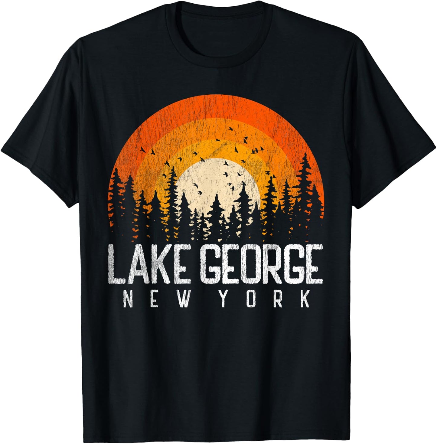 Lake George New York NY Shirt Retro Vintage 70s 80s 90s Gift T-Shirt - T-Shirt | Black