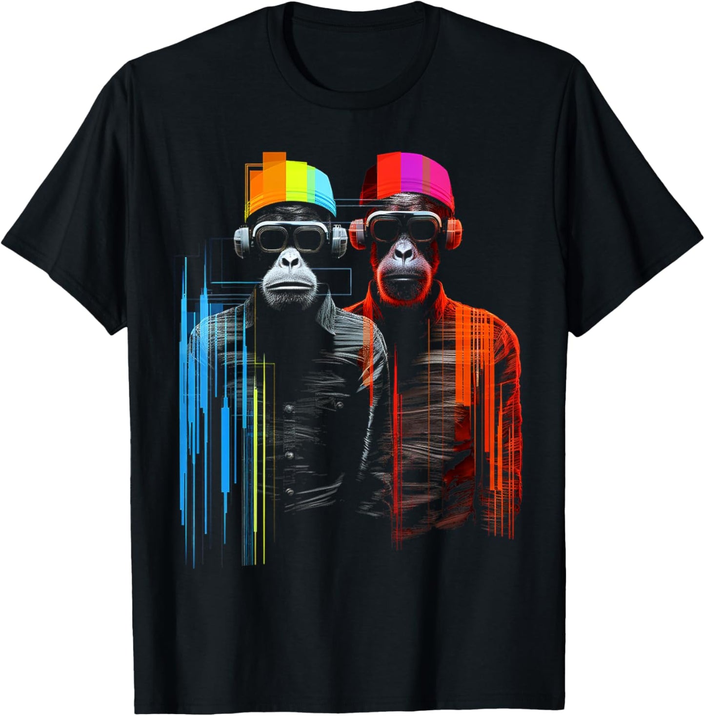 Monkey Colorful Animal Drawingg Abstract Art Monkey T-Shirt - T-Shirt | Black