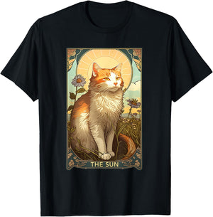 Cat Tarot Card, The Sun Tarot Card, Art Nouveau T-Shirt - T-Shirt | Black