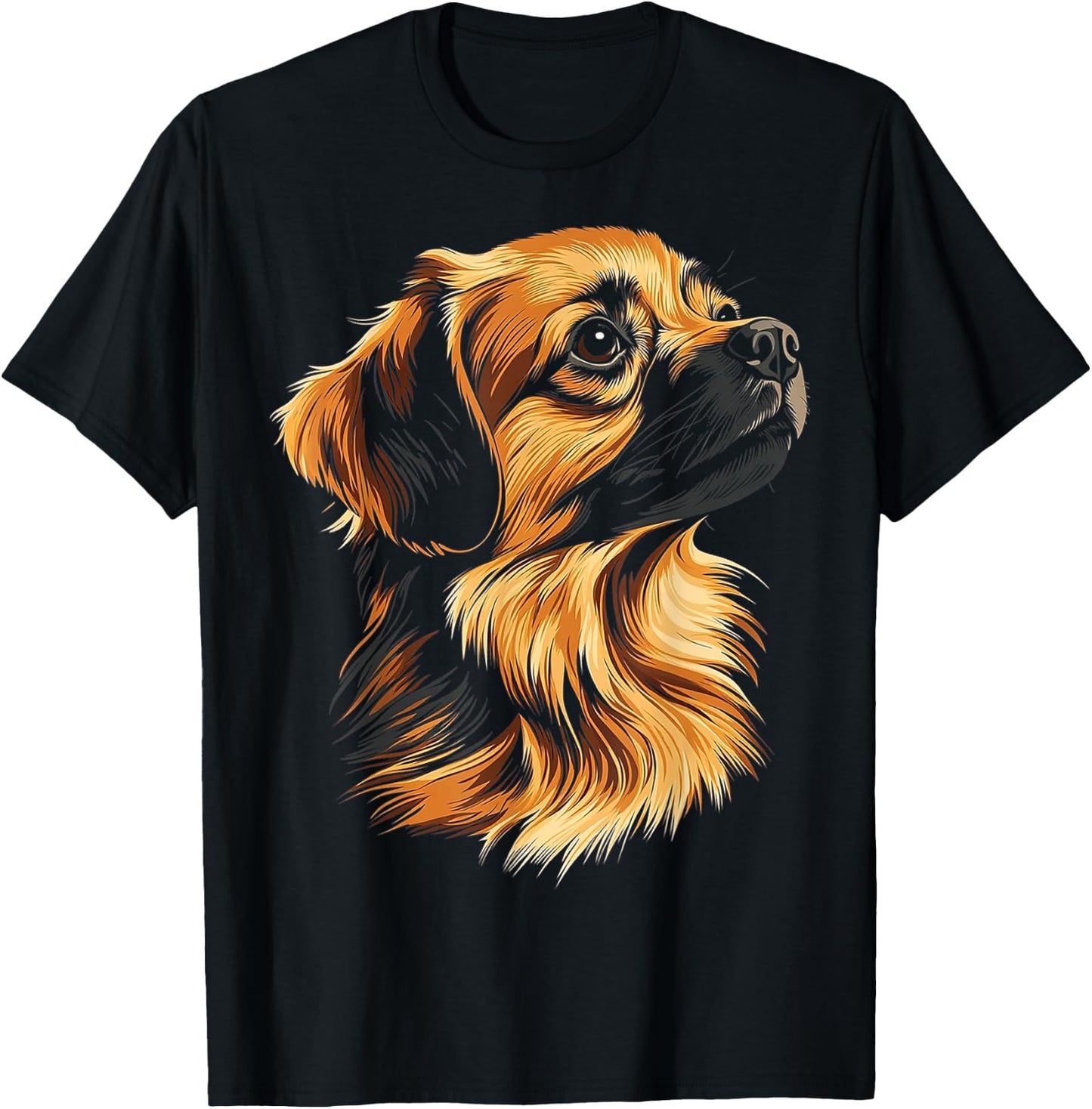 Tibetan Spaniel Dog Motif Pet Illustration Tibetan Spaniel T-Shirt - T-Shirt | Black