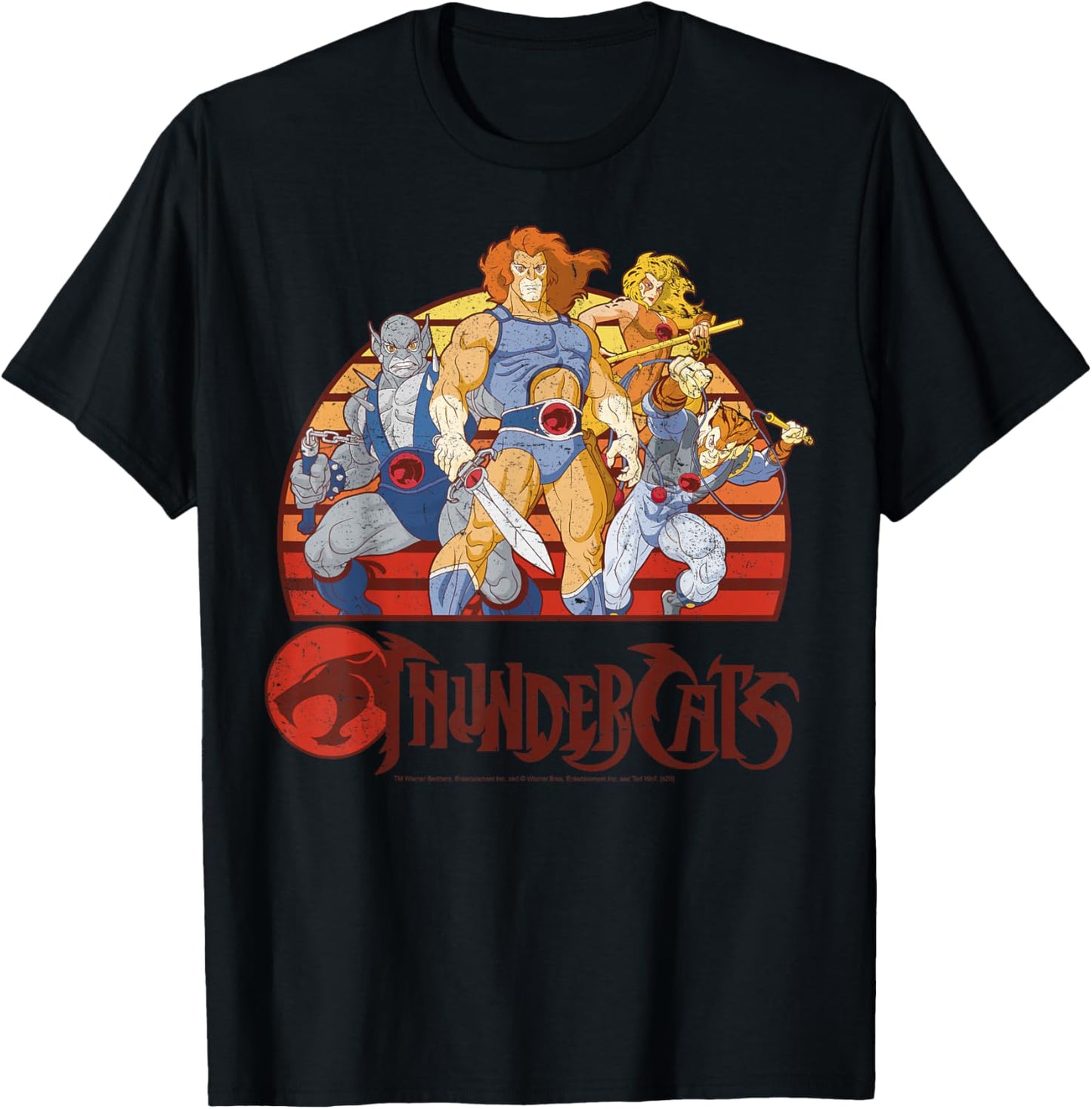 Thundercats Group Retro Sunset T-Shirt - T-Shirt | Black
