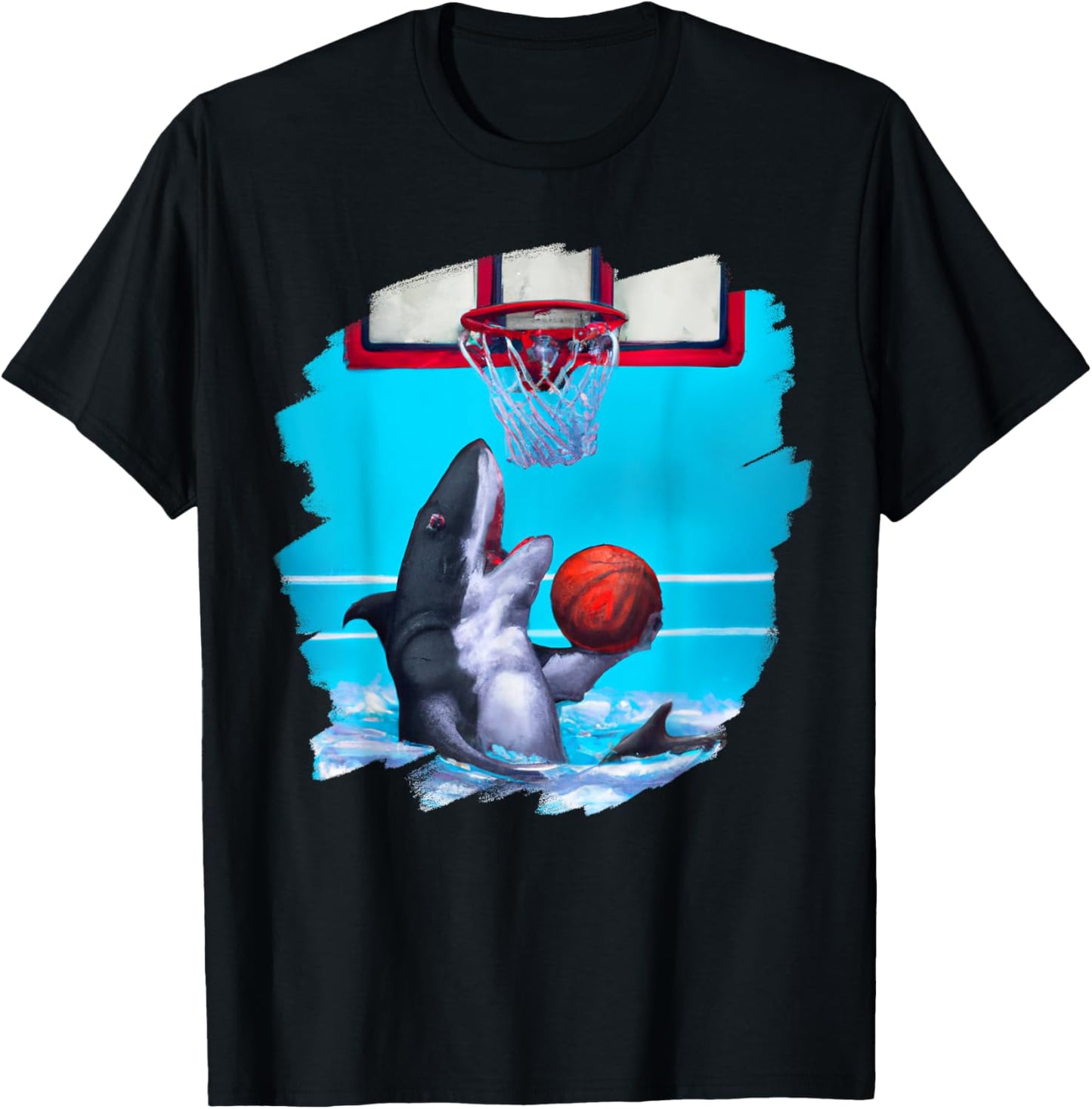Shark Playing Basketball Funny Sharks Basketball T-Shirt - T-Shirt | Black