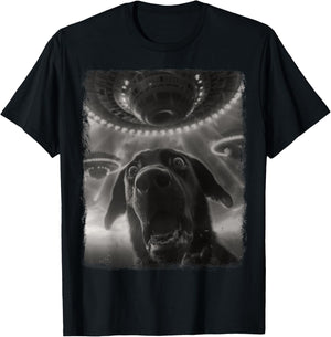 Labrador Dog UFO Alien Extraterrestrial Selfie T-Shirt - T-Shirt | Black