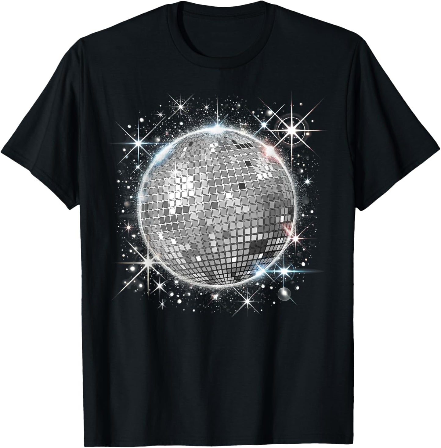 Black and White Disco Ball Club Retro T-Shirt - T-Shirt | Black