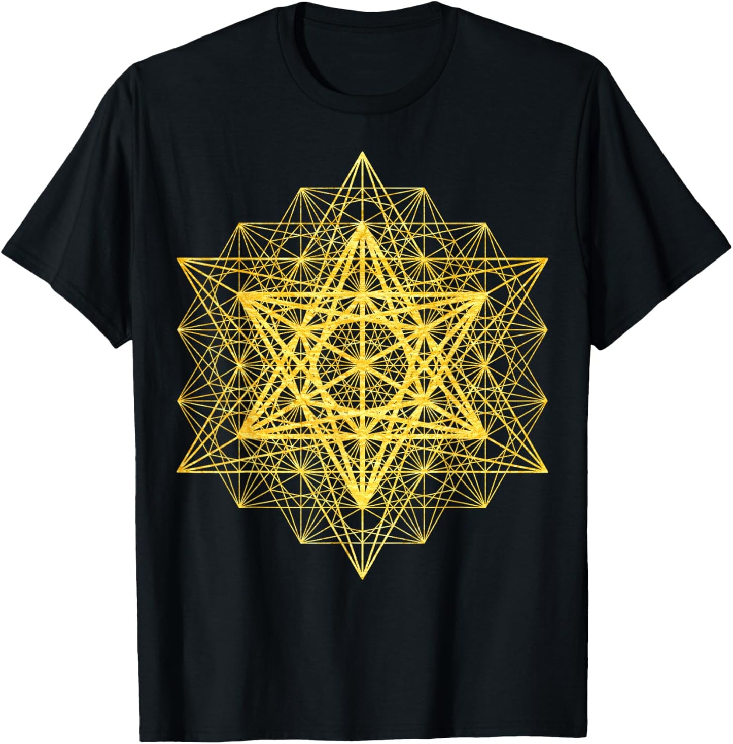 Sacred 64 Tetrahedron Metatron Cube Sacred Geometry Flower T-Shirt - T-Shirt | Black