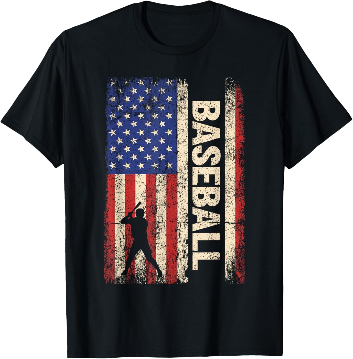 Baseball American US Flag Shirt Vintage 4th of July Men Kids T-Shirt - T-Shirt | Black