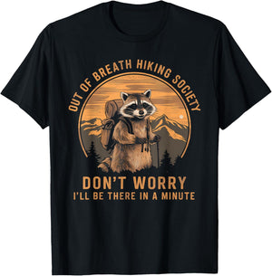 Out Of Breath Hiking Society Raccoon Hiking Vintage T-Shirt - T-Shirt | Black